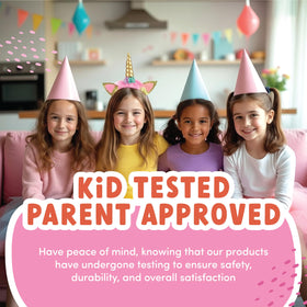 ecoZen Lifestyle pink unicorn balloons add whimsy to the celebration.