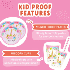 ecoZen Lifestyle pink unicorn banner enhances party photos and decor.