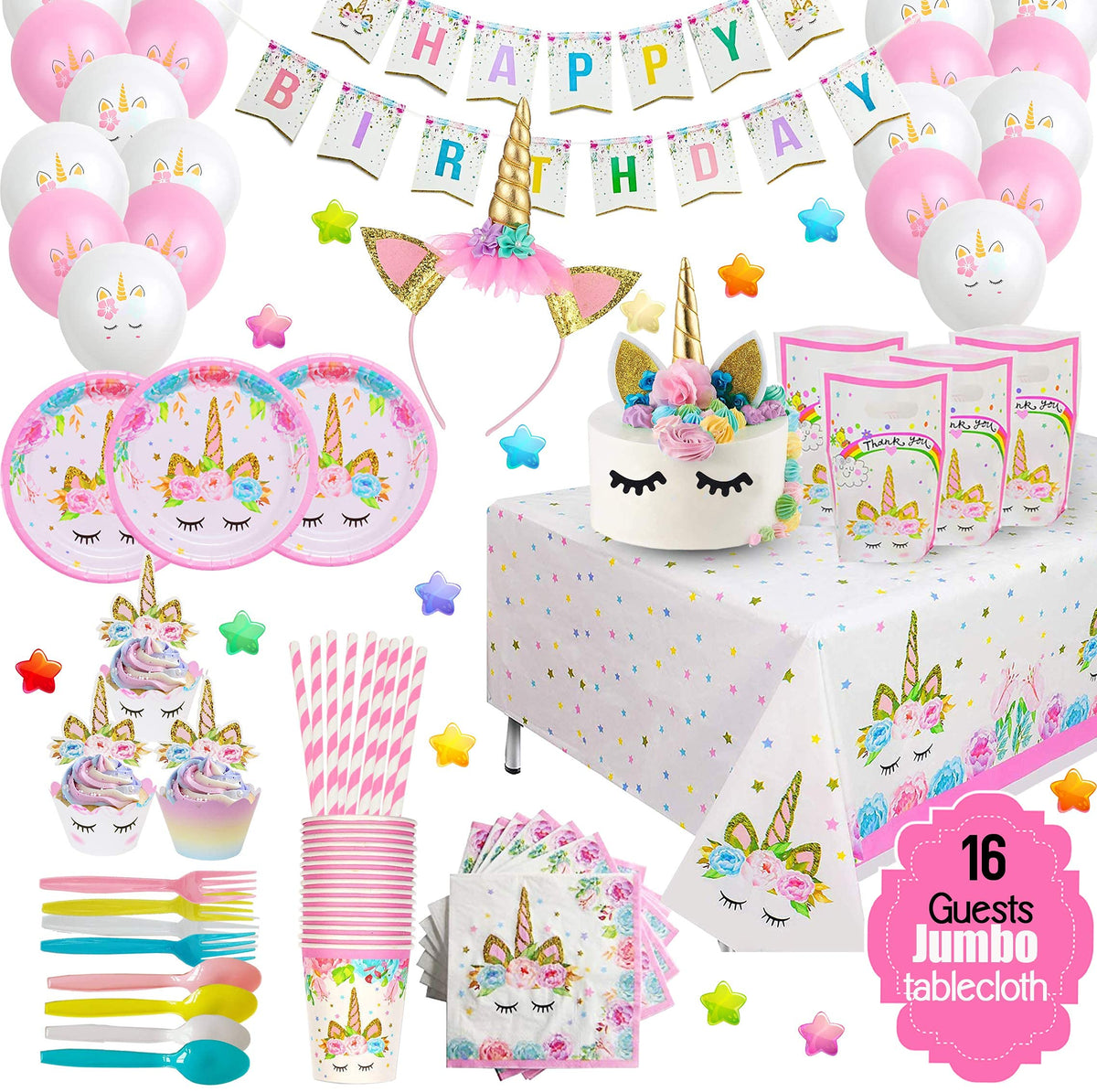 ecoZen Lifestyle pink unicorn plates provide durable, spill-friendly party setup.