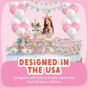 ecoZen Lifestyle pink unicorn tablecloth protects surfaces in style.