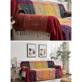 Edcooy Boho Throw Blanket bright red decor enhancement for living room.