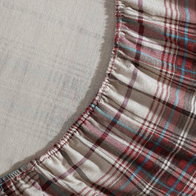 Eddie Bauer flannel fabric closeup shows brushed softness and rich color