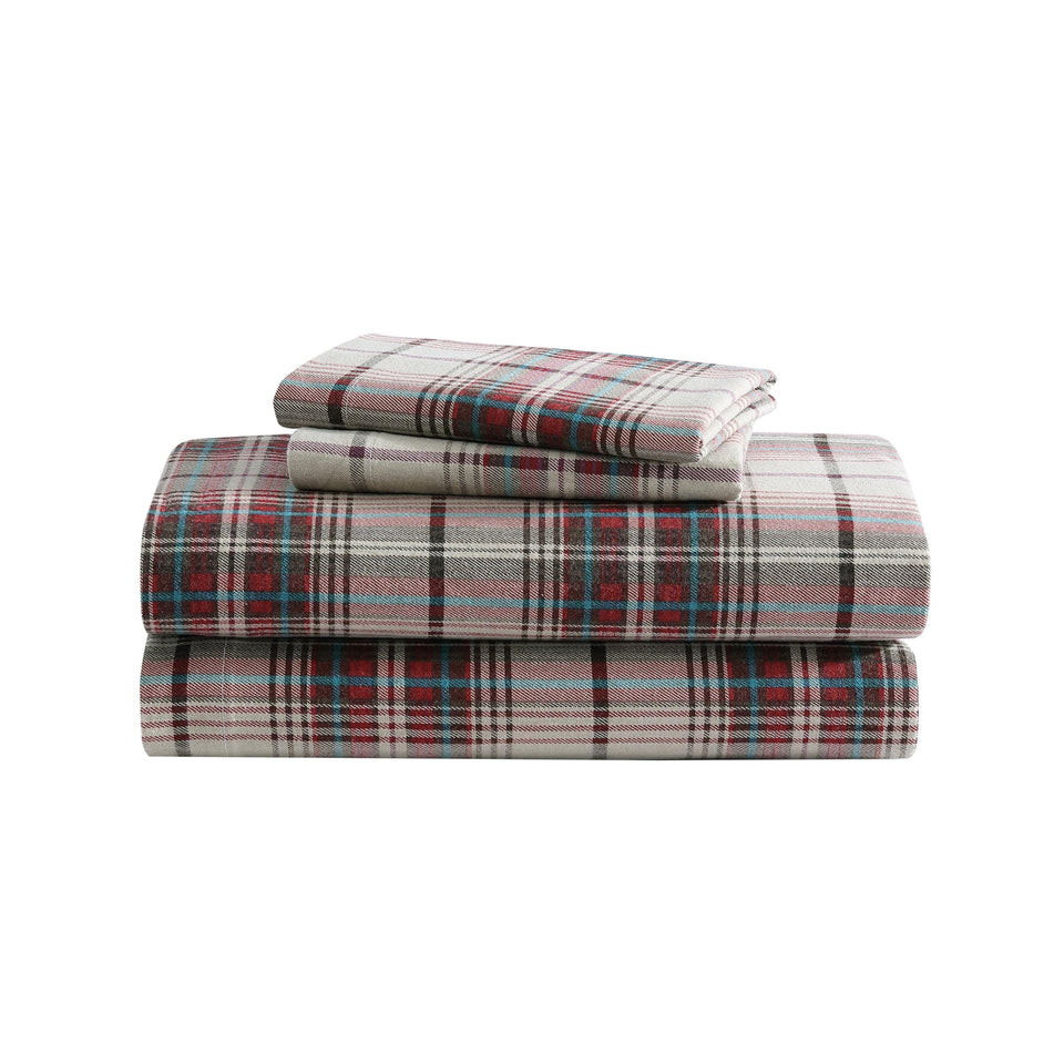 Eddie Bauer flannel queen flat sheet offers warm, soft comfort for year‑round use