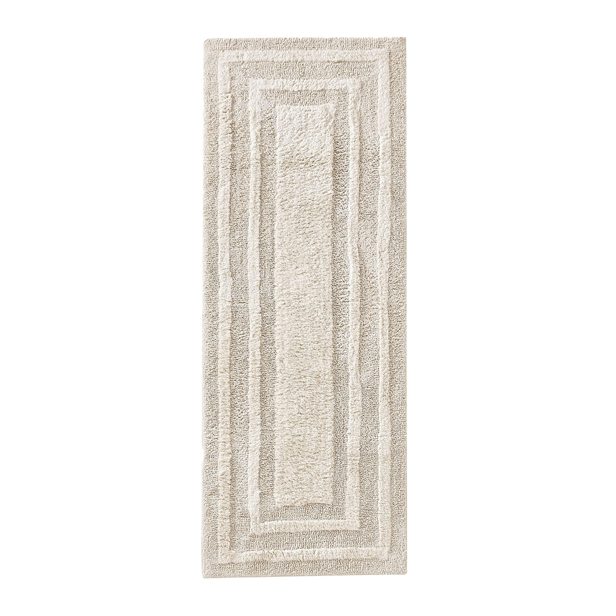 Eddie Bauer Logan beige bath runner close-up of plush cotton texture for soft comfort.