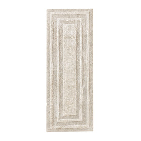 Eddie Bauer Logan beige bath runner close-up of plush cotton texture for soft comfort.