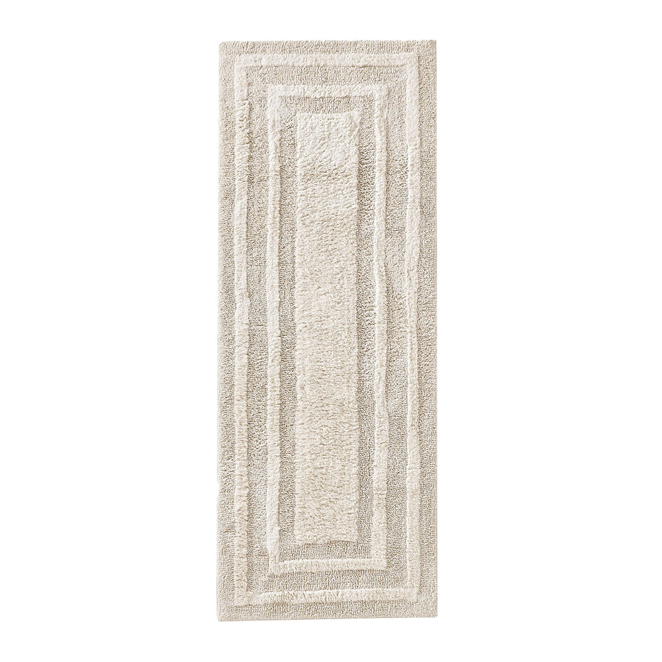Eddie Bauer Logan beige bath runner close-up of plush cotton texture for soft comfort.