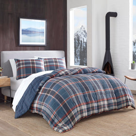 Eddie Bauer Shasta Lake micro suede comforter shows plush softness and all season warmth