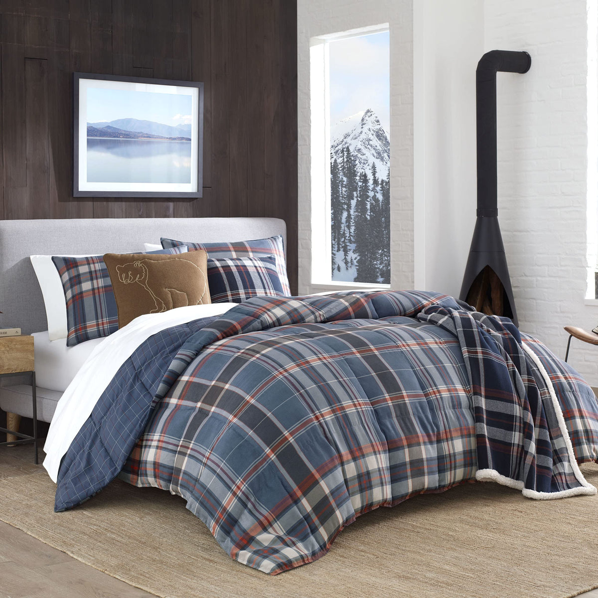 Eddie Bauer Shasta Lake plaid accent shams add timeless style and easy coordination
