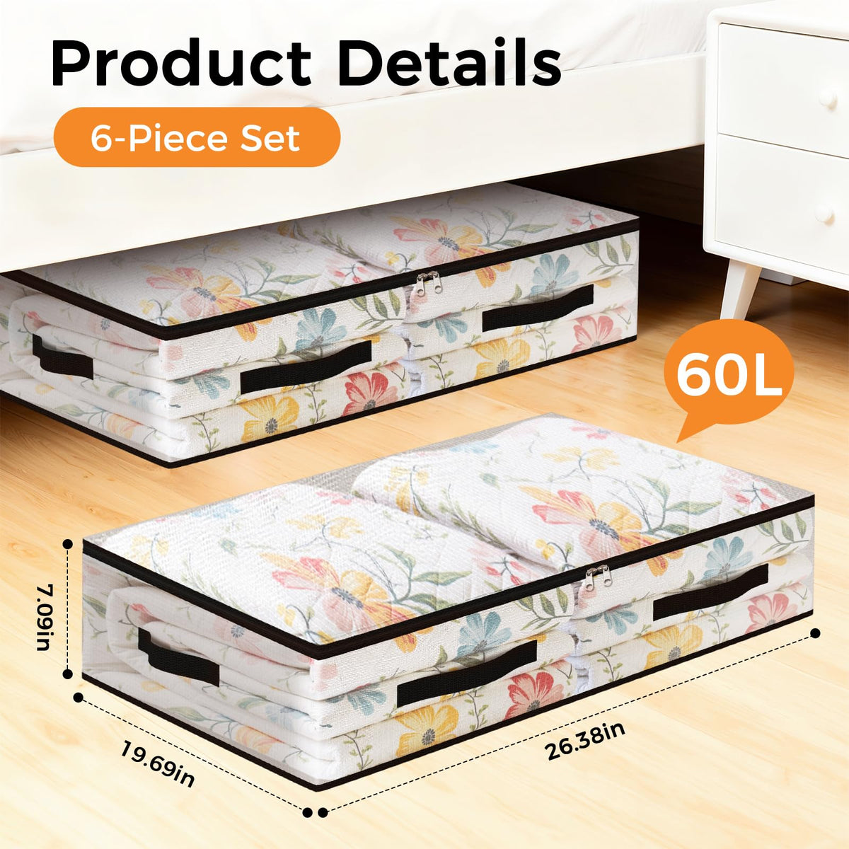 EdenDwell clear 60L bags under bed help you quickly locate bedding and clothing.