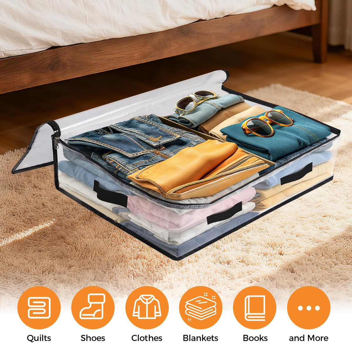 EdenDwell dual zippers ensure smooth opening for quick access to stored goods.