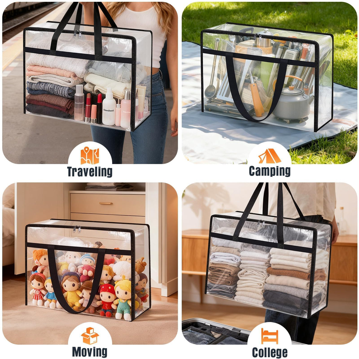 EdenDwell see-through design makes under-bed organization effortless