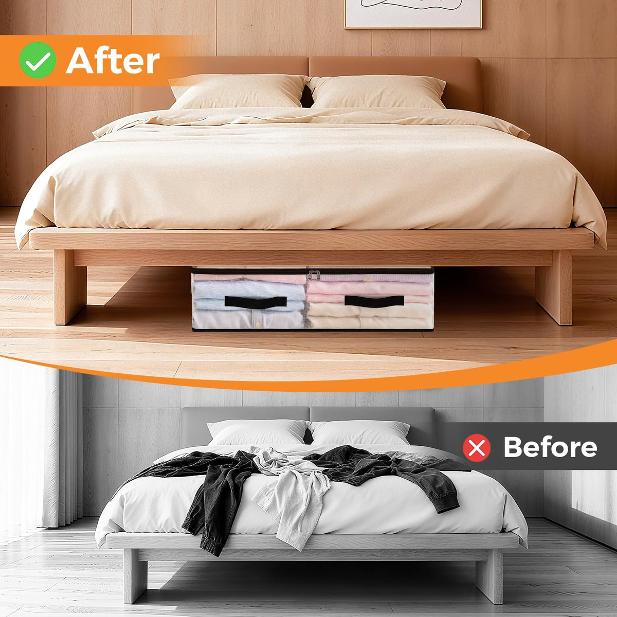 EdenDwell transparent storage for clothing and linens simplifies wardrobe planning.