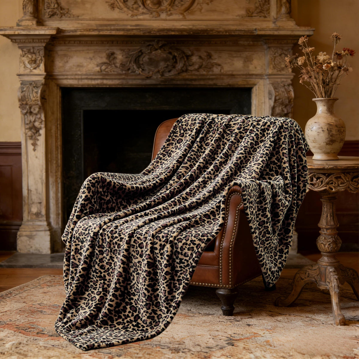 Edenleaf leopard blanket for camping adds soft insulation