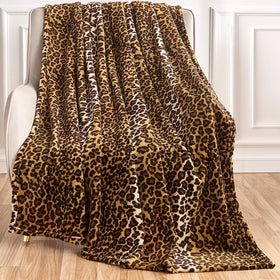 Edenleaf leopard print blanket on bed adds cozy style.