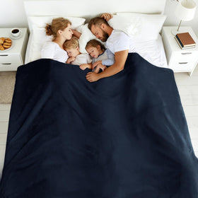 Edenleaf oversized blanket 120x120 navy folded display in living room