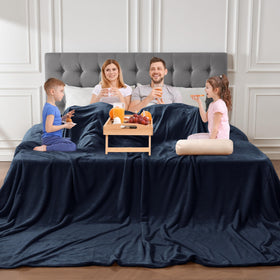 Edenleaf oversized blanket 120x120 navy on bed for family warmth