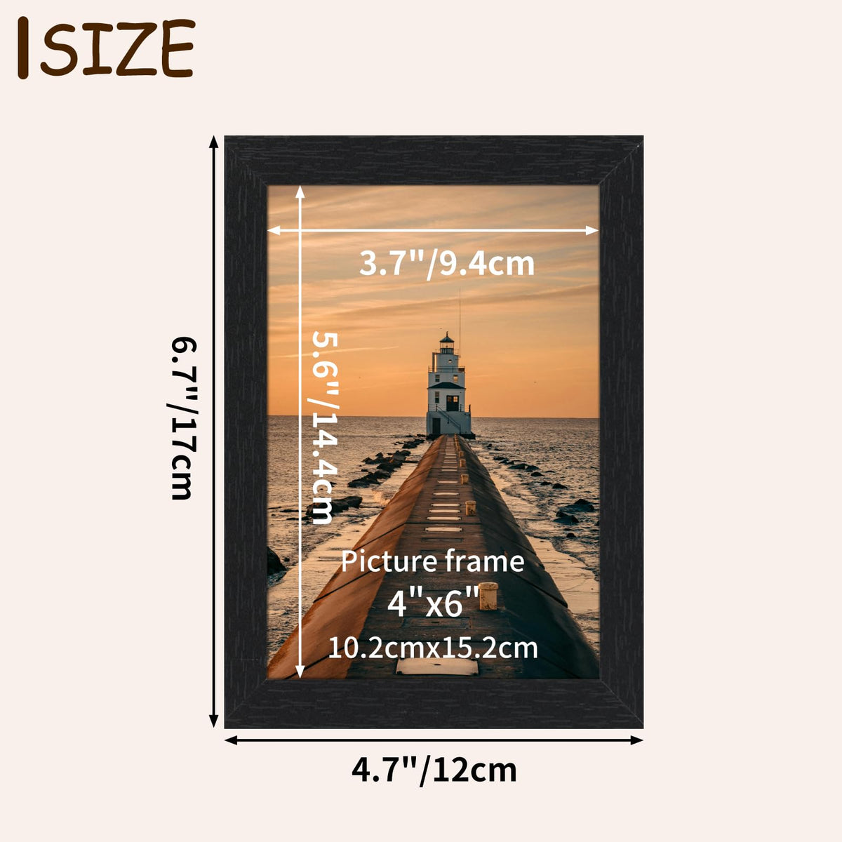 Edenseelake black wood 4x6 frames mounted on wall enables flexible layouts.