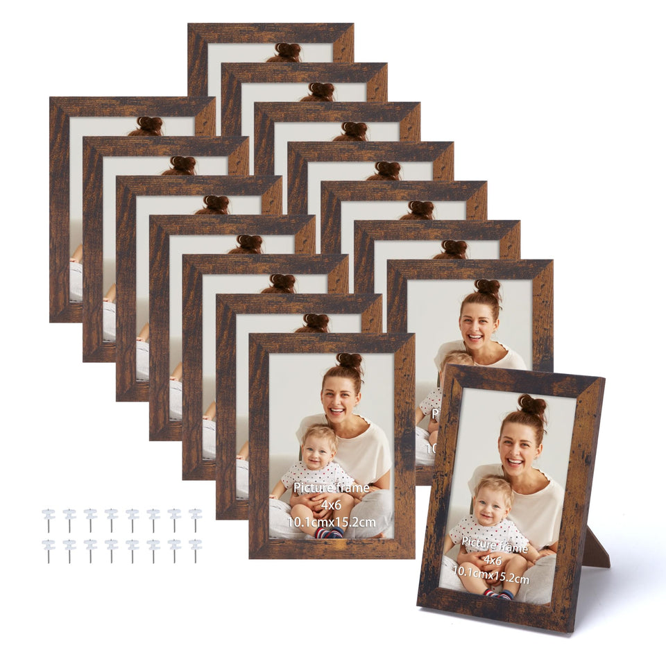 Edenseelake rustic brown 4x6 frame on wall displaying photos