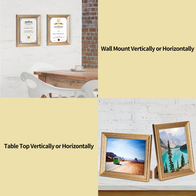 Back bracket and hooks support vertical or horizontal display.