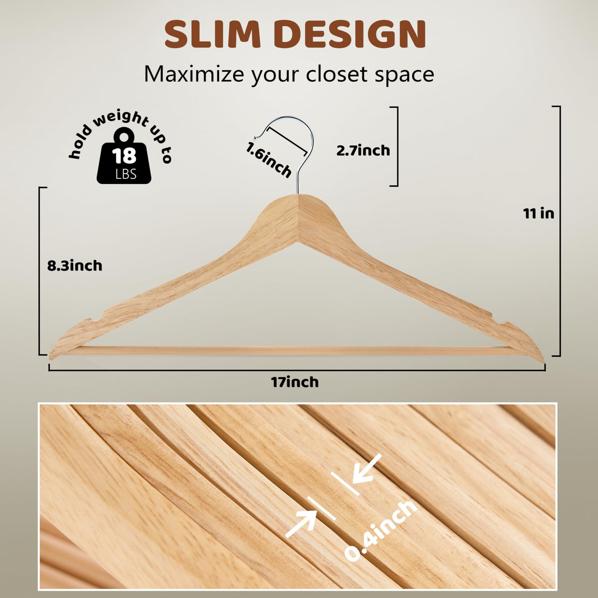 Edergoo hanger sturdy wood supports up to 11 lbs for heavy garments.
