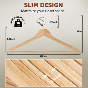 Edergoo hanger sturdy wood supports up to 11 lbs for heavy garments.