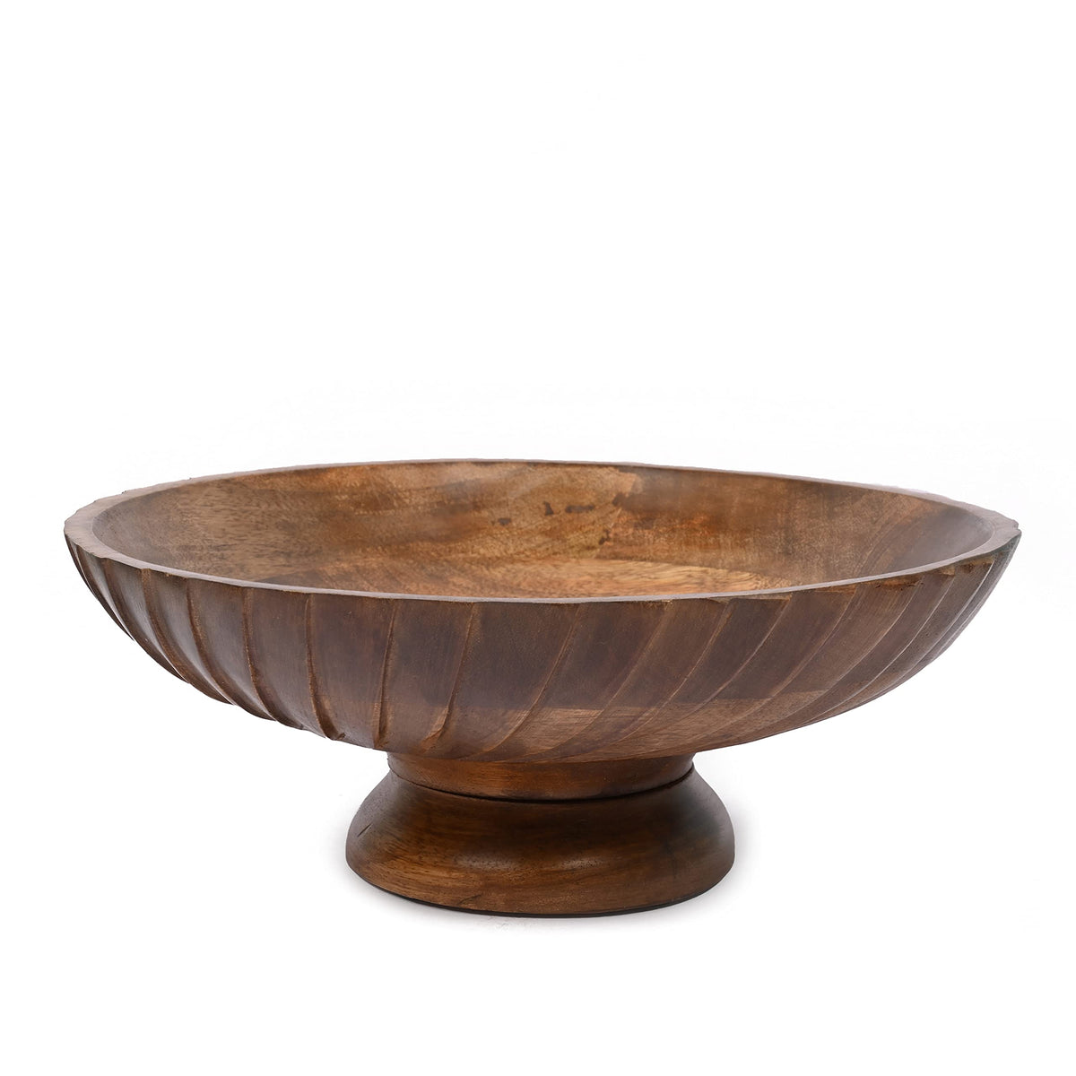 EDHAS mango wood bowl hand-carved centerpiece for dining tables, adding natural warmth.