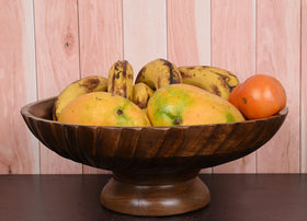 EDHAS mango wood bowl on shelf decor displaying unique grain and texture.