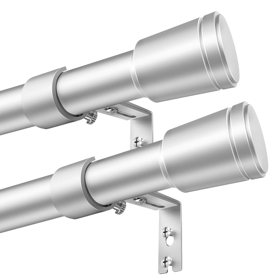 Edidonson 1-inch silver curtain rod extended to fit large windows with adjustable length.
