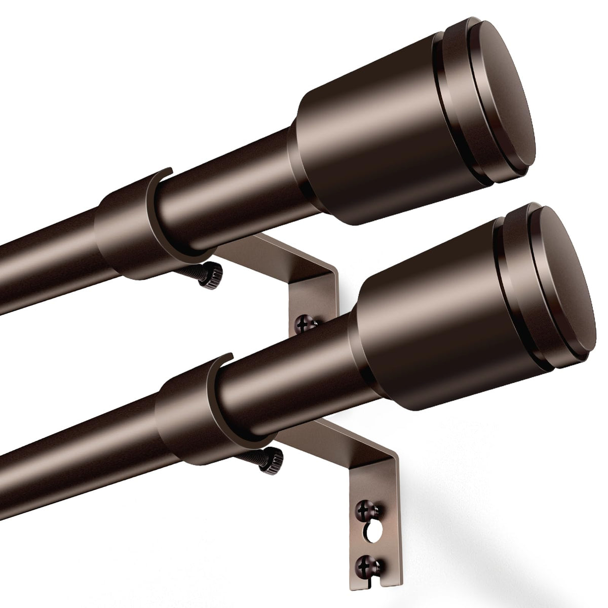 Edidonson 5/8-inch curtain rod assembly with screw-together sections for adjustable length.