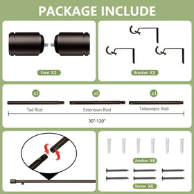 Adjustable 30–120 inch length on Edidonson rod for versatile fits.