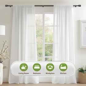 Edidonson living room and bedroom setup for versatile drapery styling.