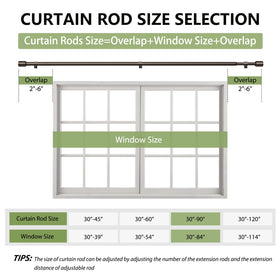 Edidonson six-piece curtain rod set extended to fit wider windows.