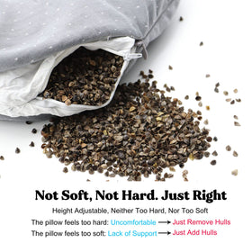 Edomi Buckwheat U-Neck Pillow adjustable-fill close-up reveals easy hull adjustments.