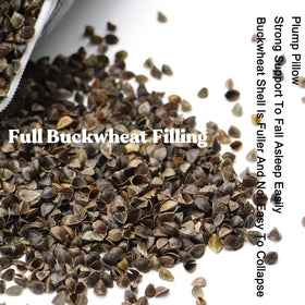 Edomi Buckwheat U-Neck Pillow close-up hulls show natural cooling for nightly use.