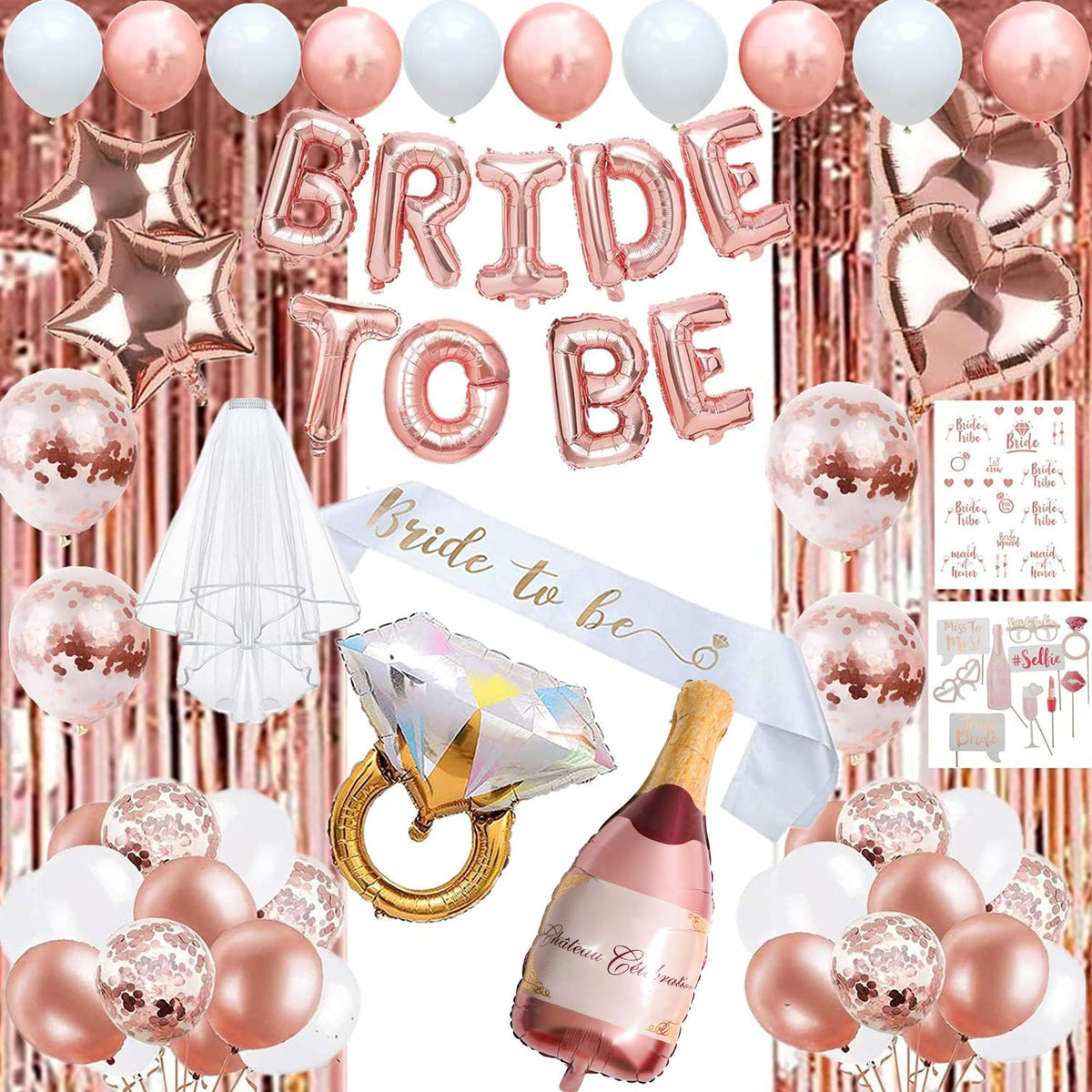 EFAILY rose gold bride-to-be sash for standout party photos.