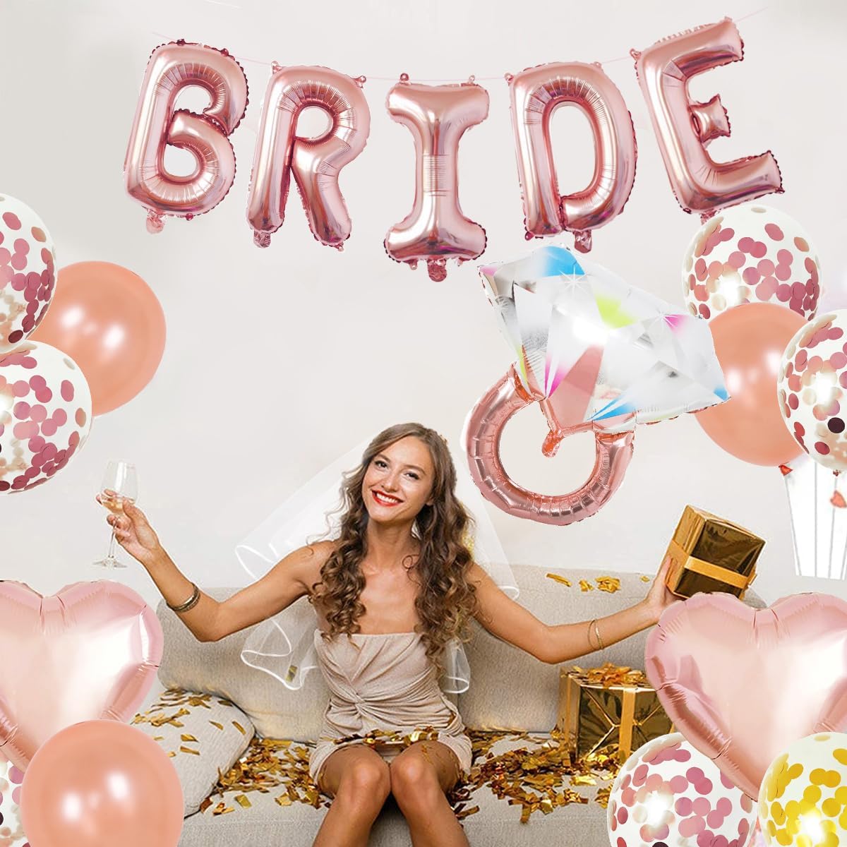 EFAILY rose gold confetti balloons for festive celebrations.