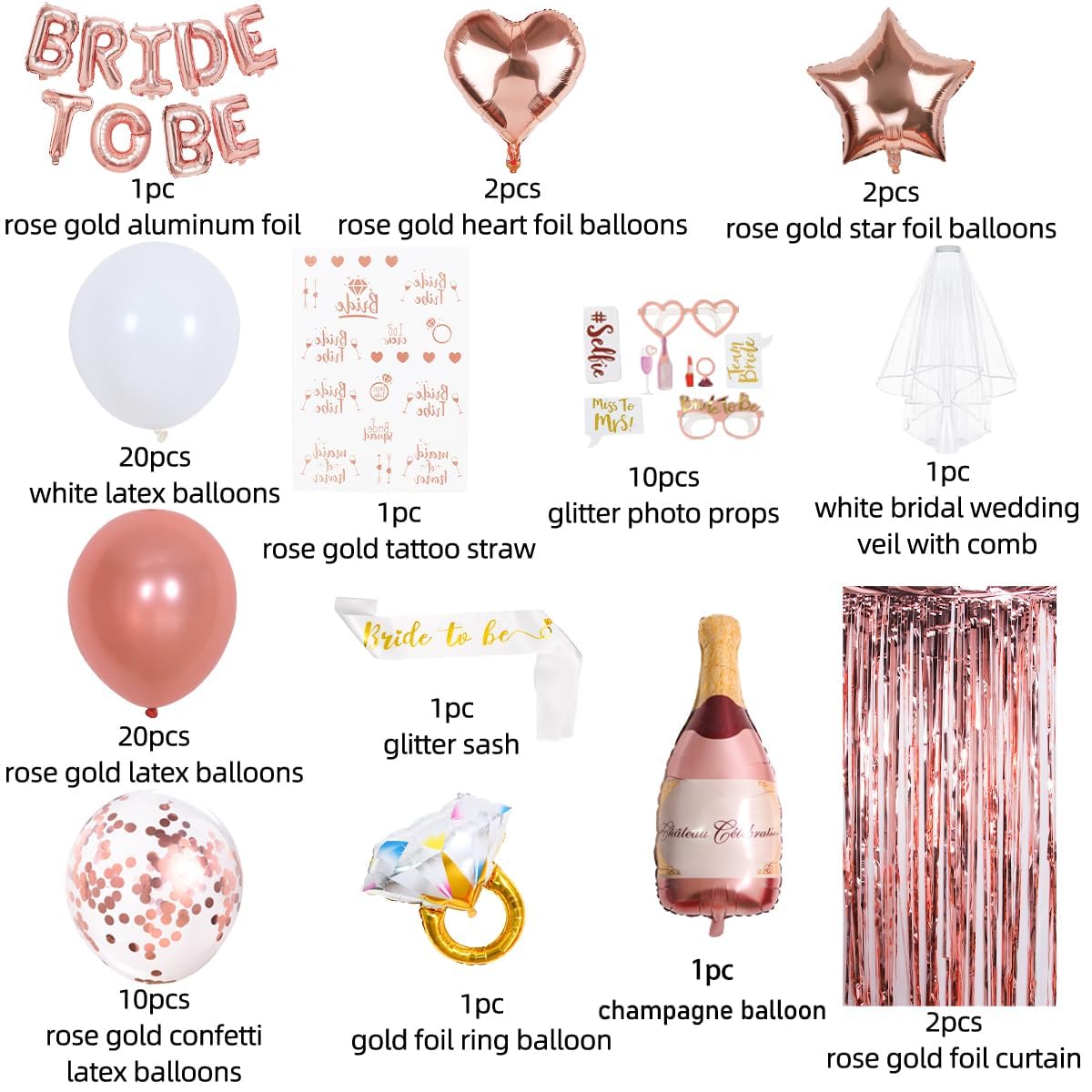 EFAILY rose gold veil adds glam to bridal shower photos.