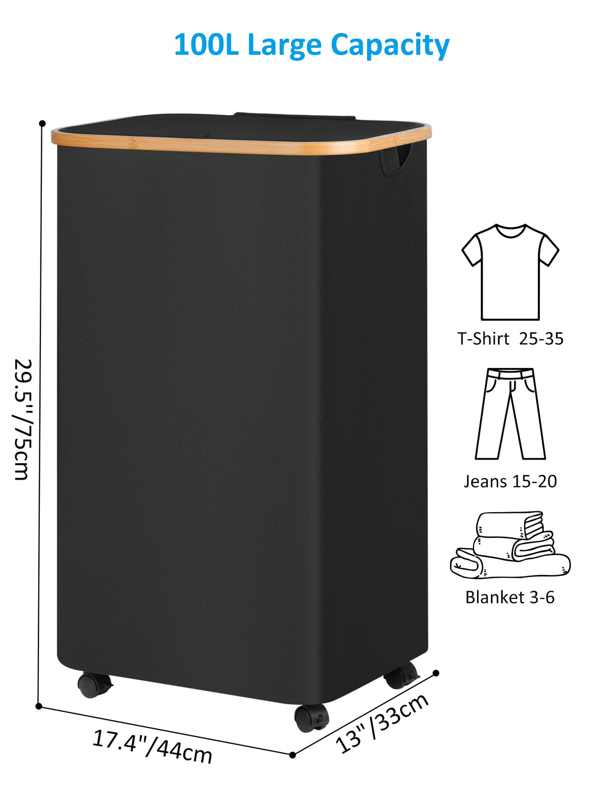 efluky 100L capacity provides ample space for full laundry loads