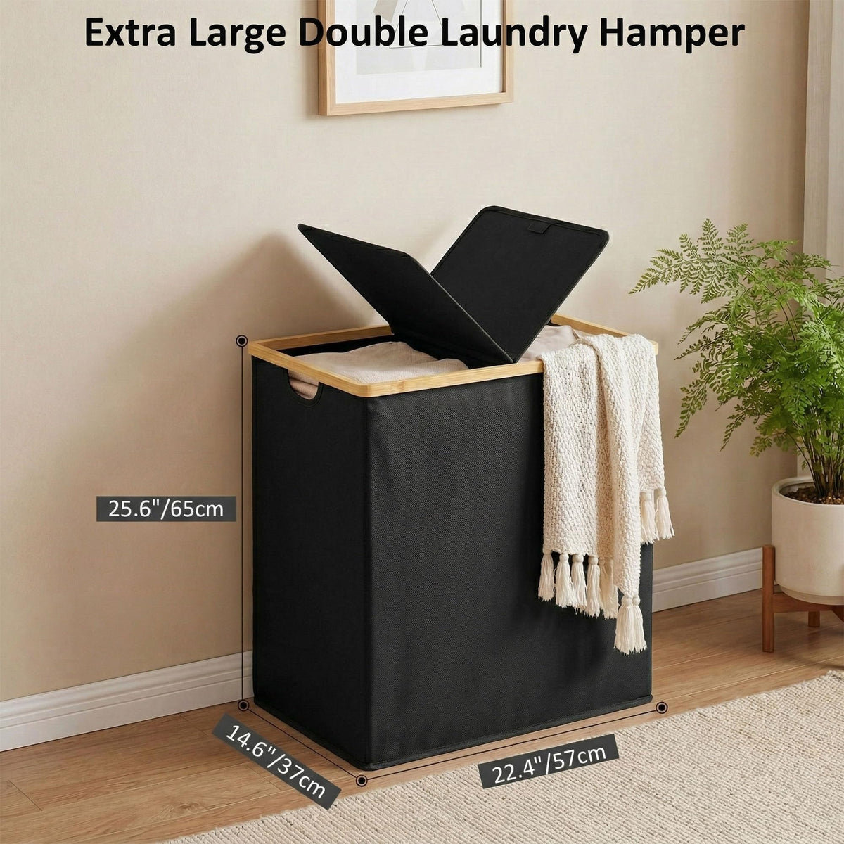 efluky 140-liter capacity holds a week of laundry.