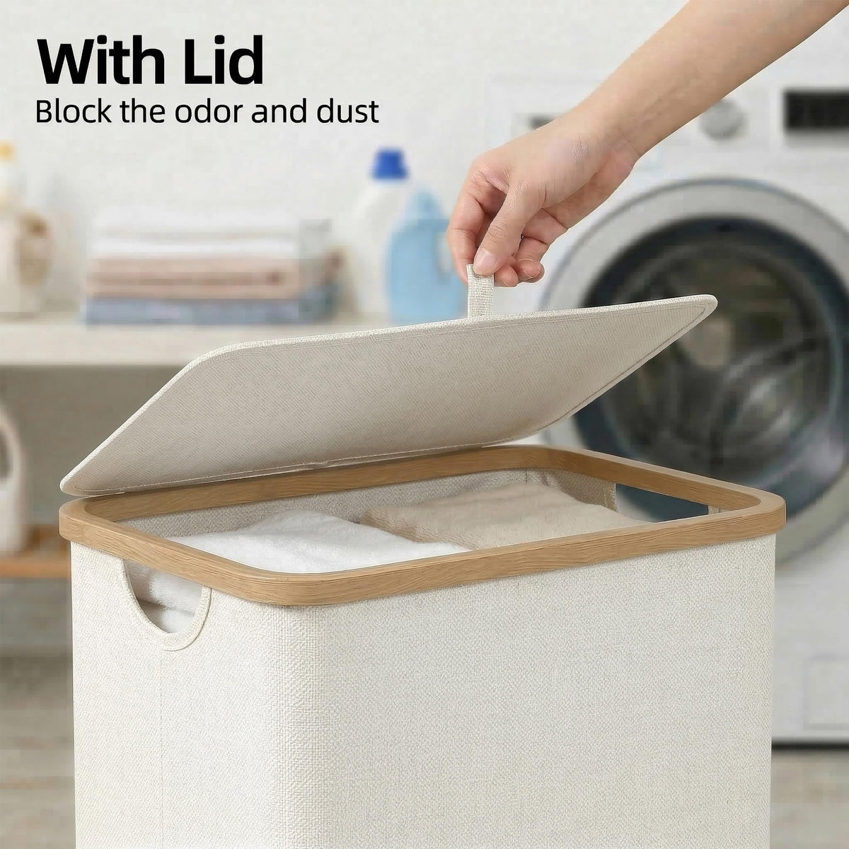 efluky bamboo-handled laundry bin designed for easy carrying