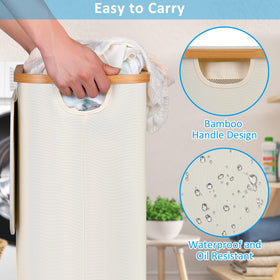 efluky bamboo handles provide natural grip while keeping laundry organized.
