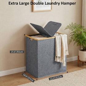 efluky double-section laundry bin with two compartments for sorting