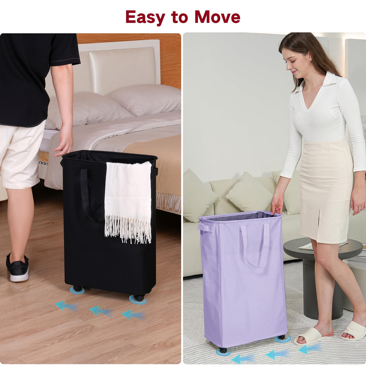 efluky Four handles allow easy carrying between rooms when full of clothes.