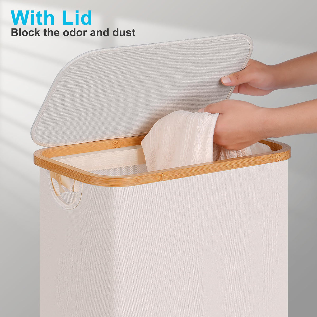 efluky four-wheeled hamper glides smoothly across any flooring.