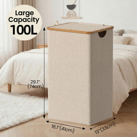 efluky laundry basket bamboo handles provide easy, comfortable carrying