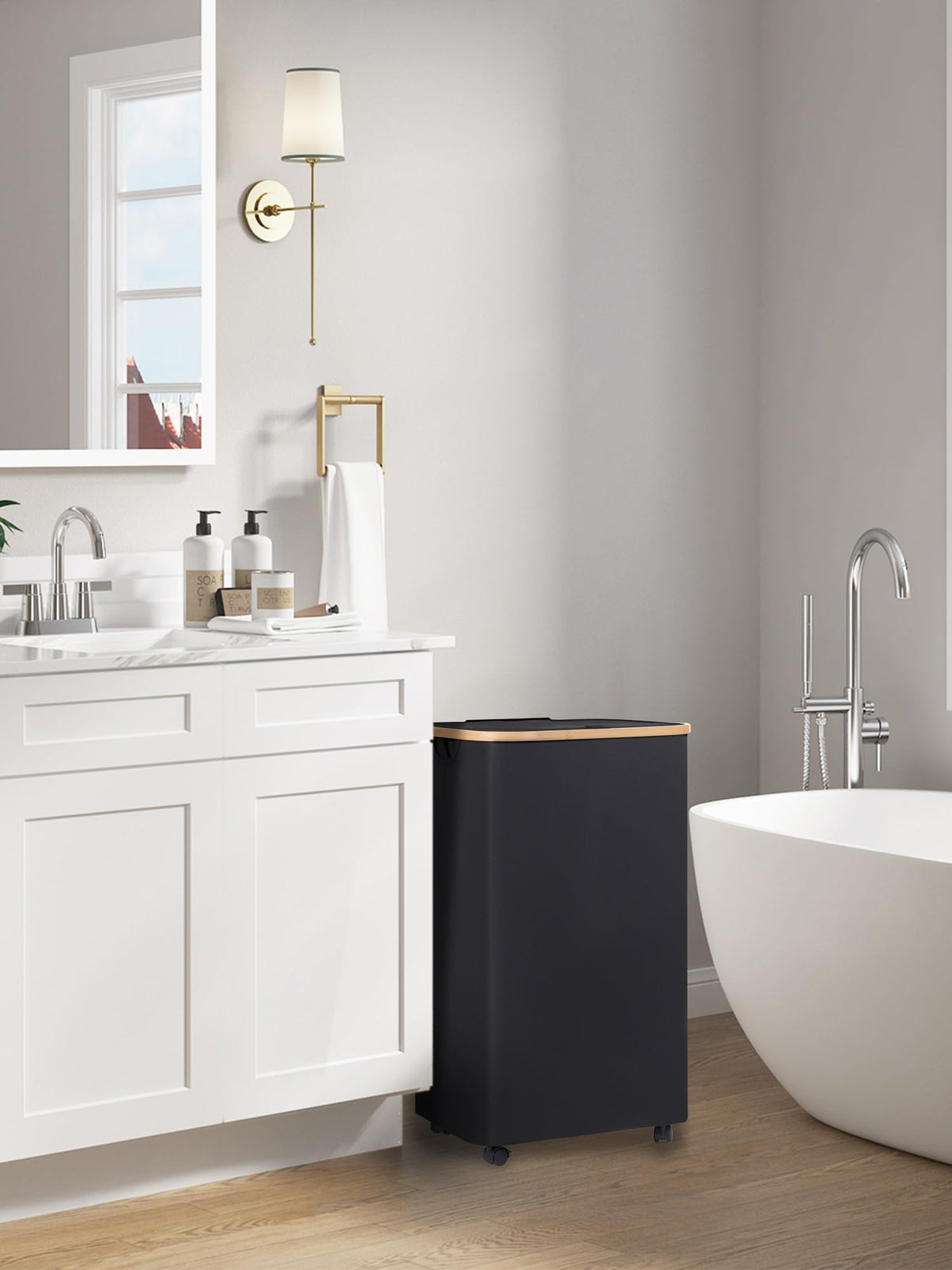efluky laundry bin on robust rollers moves smoothly across floors