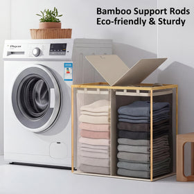 efluky laundry hamper bamboo frame and handles showcased for steady grip during moves