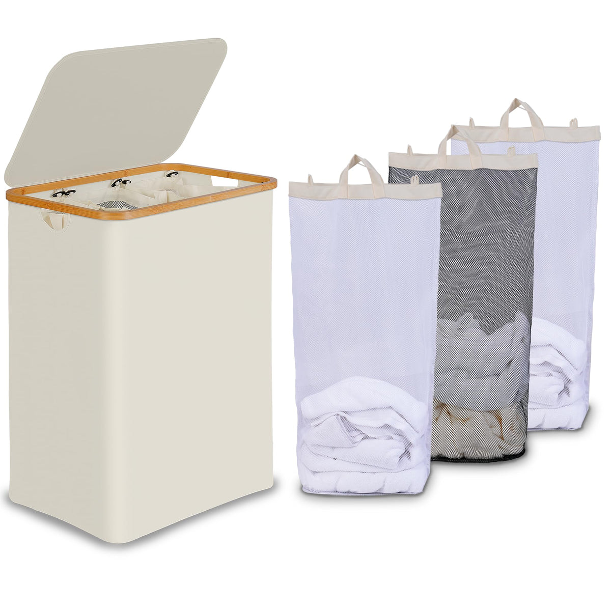 efluky laundry hamper with lid and bamboo handles offers easy transport and odor control