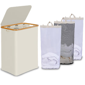 efluky laundry hamper with lid and bamboo handles offers easy transport and odor control