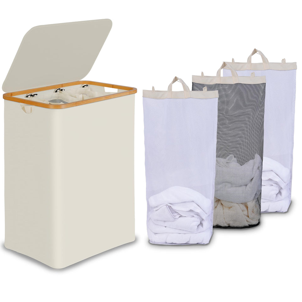 efluky laundry hamper with lid and bamboo handles offers easy transport and odor control